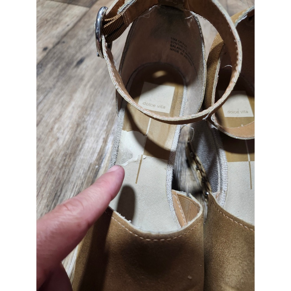 Dolce Vita Women Tan Brown Espadrille Wedge Sandals Studded Ankle Strap Sz 10 M - Picture 16 of 16